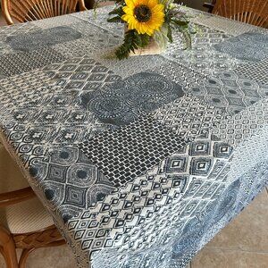 Nicole Miller Cotton Blend Faux Patchwork Pattern 60" x 80" Tablecloth